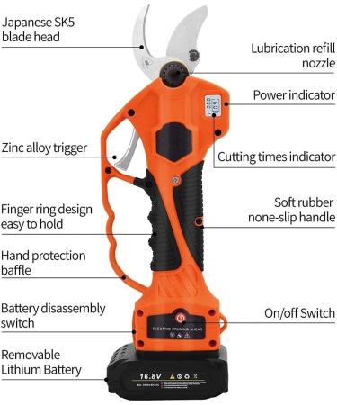 Electric Pruning Shears Rechargeable 2Ah Battery 16.8V 30Mm 1.2 Inch Diameter Professional Cordless Tree Branch Cutter Scissors Small Gift - Buy Online on GoSupps.com