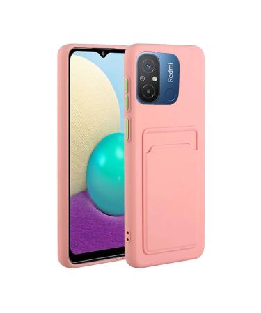 Tivenfezk Nadoli Silicone case for Xiaomi Redmi 12c Ultra thin shockproof scratch -resistant wallet soft TPU protective cover mobile phone case with credit card holder xiaomi redmi 12c pink