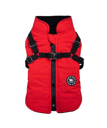 Norbi Pet Warm Jacket Small Dog Vest Harness Puppy Winter 2 in 1 Outfit Cold Weather Coat Medium Red