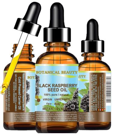 Botanical Beauty BLACK RASPBERRY SEED OIL 100% Pure Natural Undiluted Virgin Unrefined Cold Pressed Carrier Oil. 2 Fl.oz.-60 ml. for Face Skin Hair Lip Nails