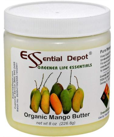 Essential Depot Mango Butter - 8 oz net wt - No Additives - No Scent - Organic - Used in Creams Lotion Bars and Sticks Lip Balms Body Butters and many other skin care products