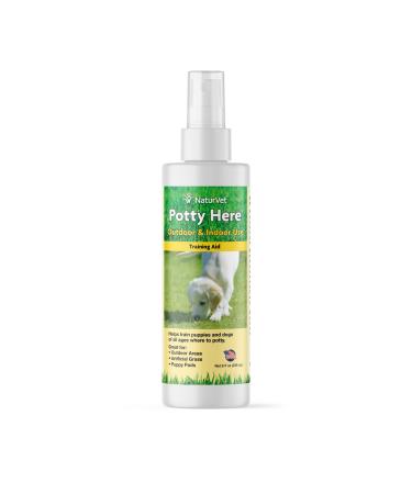 NaturVet  Potty Here Training Aid Spray  Attractive Scent Helps Train Puppies & Dogs Where to Potty  Formulated for Indoor & Outdoor Use 8 oz