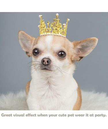 BIPY 2Pcs Dog Crown Pet Birthday Hats Cat Tiara Crown Headpiece Gold Silver Princess Rhinestone Faux Pearl Birthday Cake Topper for Medium Large Puppy Cats Doggies Party Wedding Hair Accessories - Buy Online on GoSupps.com