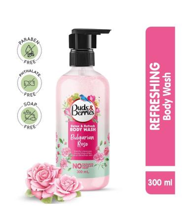 Buds & Berries Detox & Refresh Bulgarian Rose Body Wash - Paraben-Free & Soap-Free Shower Gel 300ml - International Shipping Available - Buy Online on GoSupps.com