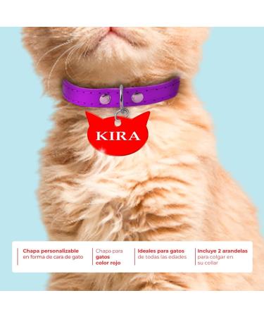Ibera Gifts - Personalized Cat Head Engraved Medallion for Small to Large Cats | Custom Badge Collar Name Tag - Red - Buy Online on GoSupps.com