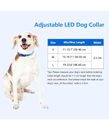 Luminous Adjustable Dog Collar - Waterproof LED Light for Small & Medium Dogs | Blue (38-50cm) - Enhanced Night Visibility - Buy Online on GoSupps.com