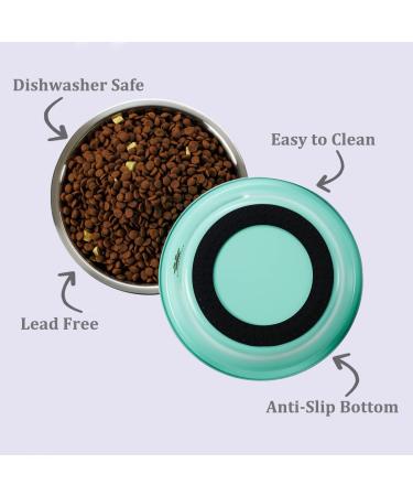 Podinor Stainless Steel Dog Bowls - 2 Pack, Non Slip Bottom, Dishwasher Safe - For Small, Medium & Large Dogs - Food & Water Dishes - Black & Aqua - 3 Cups/24 oz Each - Buy Online on GoSupps.com