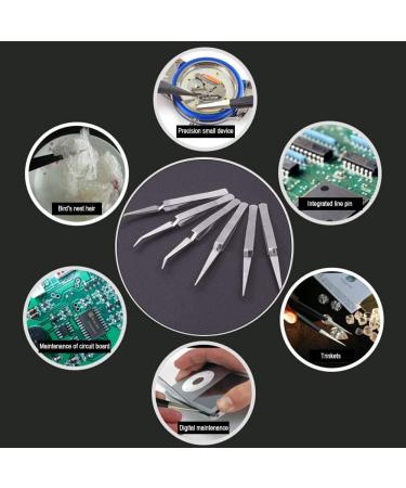 WANDIC Precision Tweezers Set - 6 Pcs Stainless Steel Repair Kit for Craft, Jewelry, Electronics - 2 Styles - Ideal for Laboratory Work - Buy Online on GoSupps.com