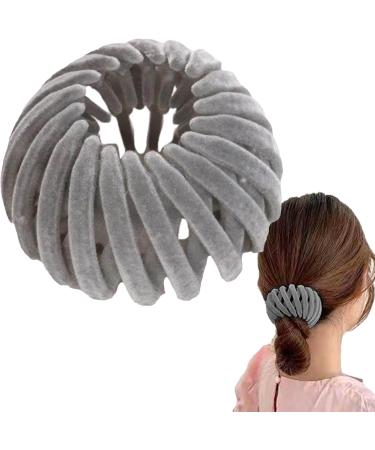 Birds Nest Hair Clip - Velvet Expandable Bun Fixed Hair Claw | Retractable Ponytail Holder Hairpin Buckles Hair Bun Maker Bun Clip Accessories for Women and Girls Tosier Light Gray - Buy Online on GoSupps.com