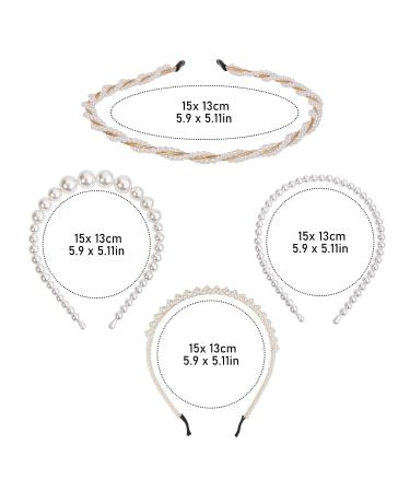 Yolev Faux Pearl Headband Set - 4 Piece Women's Hair Accessories for Weddings Birthdays & Valentine's Day - Buy Online on GoSupps.com
