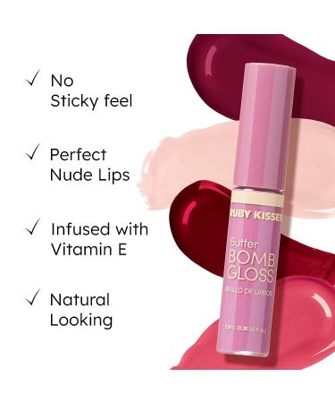 Ruby Kisses Butter Bomb Gloss - Wifey | Non-Sticky Lip Gloss with Vitamin E | Natural Nude Lip Makeup - 7.8mL - Buy Online on GoSupps.com