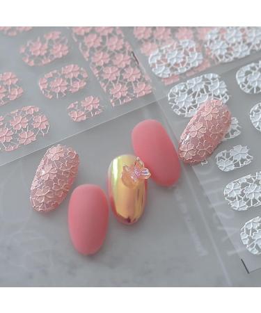 3D DIY Design Pink White Nail Sticker Art Embossed Manicure Decal(B) - Buy Online on GoSupps.com