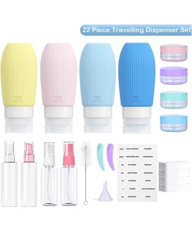 Morape 22-Piece Silicone Travel Bottle Set | BPA-Free 100ml Bottles for Cosmetics & Liquids - Perfect for Travelers - Buy Online on GoSupps.com