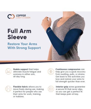 Buy Copper Compression Arm Sleeve - Infused Brace for Tennis Elbow Arthritis Tendonitis - Navy Medium - International Shipping Available - Buy Online on GoSupps.com