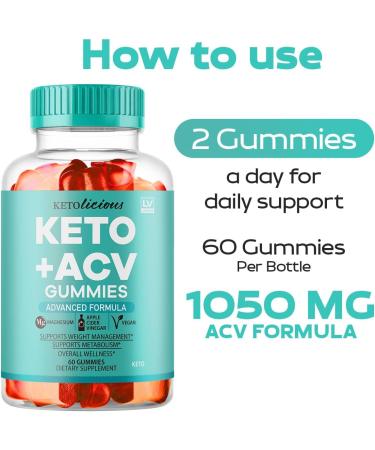 (2 Pack) Ketolicious Keto ACV Gummies Ketolicious Gummys Advanced Formula 1050MG All Natural Premium Plus Apple Cider Vinegar Gummy Maximum Strength Gomitas Reviews 120 Gummies for 2 Months - Buy Online on GoSupps.com