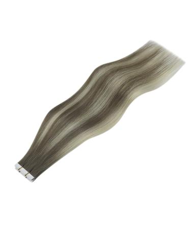 Youngsee Ombre Tape In Extensions - Real Hair - 50 cm Bright Ash Brown & Blonde - 5pcs Skin Weft #7/7/ic - Buy Online on GoSupps.com