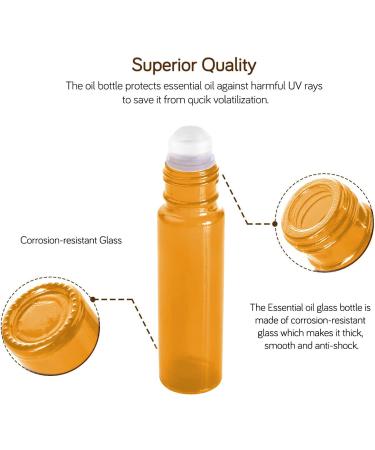 GNAUMORE Roller Bottles Essential Oils Roller Bottles Amber Glass Roll on Bottles with Golden Lids Amber Glass Roller Bottles for Fragrance Lotion Aromatherapy - Buy Online on GoSupps.com