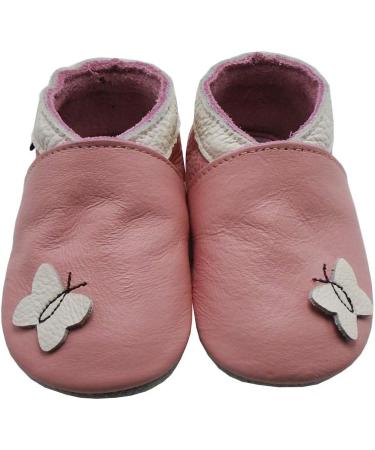 Mejale Soft Leather Slippers for Children 12-18 Months - Rose Papillon | First Steps Shoes - Buy Online on GoSupps.com