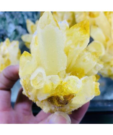 Natural Crystal Rough Home Decoration 400-800g Natural Yellow Ghost Phantom Quartz Crystal Cluster Specimen Home Decoration Office Living Room Crystal Decora Stones (Size : 700-800g)