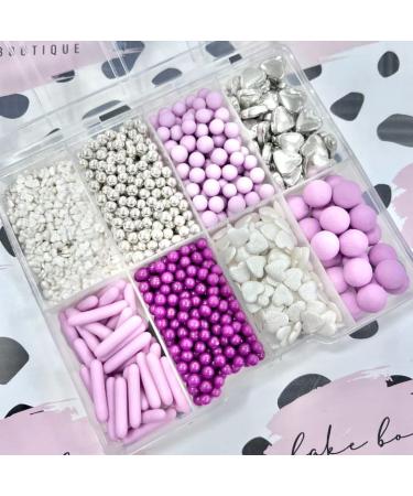Sprinkle box purple white hearts rods lilac silver Sprinkles Mother s Day cupcake cookies cake toppers pearls chocolate balls 100 1000 birthday decoration topper sprinkle mix blend PURPLE SPRINKLE BOX