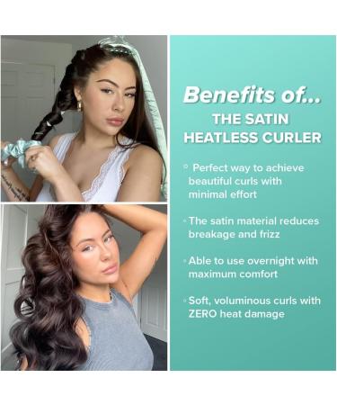 Satin Heatless Curlers Set - Easy-To-Use 4-Piece Hair Curlers for Women & Teenage Girls - No Heat Curling Headband Gift with Scrunchies, Claw Clip & Padded Rod - Buy Online on GoSupps.com