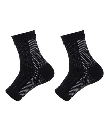 1Pair Ankle Elastic Compression Sock Sleeve Cycling Running Ankle Support Brace (L/XL) L/XL Black