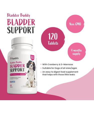 Pawbits 120 Bladder Buddy Support Tablets for Dogs - UTI Treatment with Cranberry & D-Mannose for Kidney & Urinary Health - Buy Online on GoSupps.com