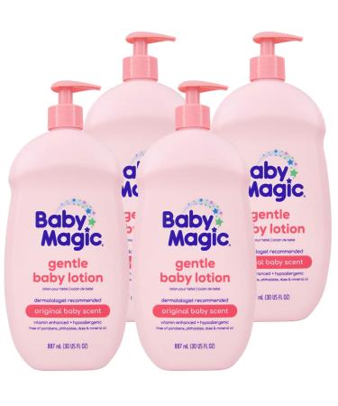 Baby Magic Gentle Baby Lotion | 30 Fl Oz (Pack of 4) | Vitamins & Aloe | Free of Parabens Phthalates Sulfates and Dyes 30 Ounce (Pack of 4)