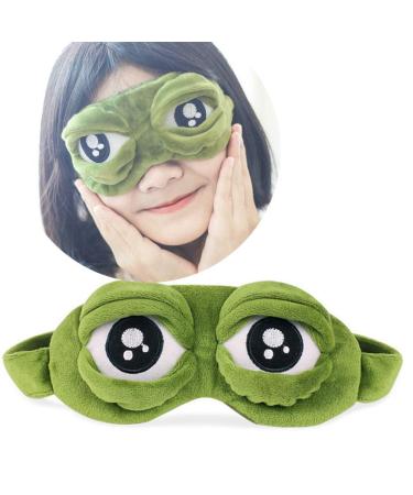 Funny 3D Frog Eye Cover for Sleeping - Unisex Cute Plush Sad Frog Eye Blindfold Travel Work Nap Eye Covering Chic Gift