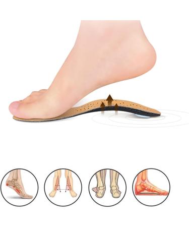 Orthotic Leather Insoles for Plantar Fasciitis Relief | Arch Support Inserts for Flat Feet | Thin Shoe Pads with Semi-Rigid Support - Buy Online on GoSupps.com