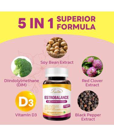 Lovita Menopause Supplements for Women - DIM Complex Soy Isoflavones Red Clover & Vitamin D3 for Hormone Balance - 120 Vegetarian Capsules (Pack of 3 - Buy Online on GoSupps.com
