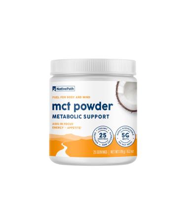 NativePath MCT Oil Powder Supplement - Unflavored MCT Powder with Keto-Friendly C8 MCTs. Free of Dairy Gluten and GMOs 25 Servings 6.3 Ounce (Pack of 1)