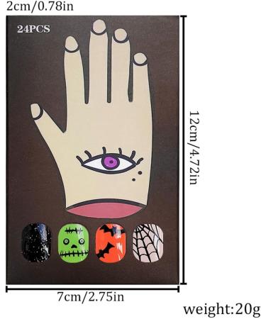 Halloween Nails Full Glossy Nails For Women Halloween False Nails Short Square Fake Nails False Nails With Spider Web Bat Ghost Glossy Design For Women Girls - Buy Online on GoSupps.com