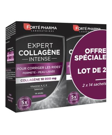 Fort Pharma - Expert Collag ne Intense | Compl ment Alimentaire base de Collag ne - Rides et Fermet de la Peau | Lot de 2x 14 sticks Expert Collag ne Intense Lot de 2 x 14 sticks