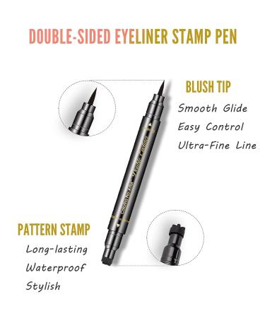 Enfuntins Eyeliner Stamp Set - 6 Pcs Double-Ended Liquid Eye Liner Pen, Waterproof & Smudge-Proof, Long-Lasting Tattoo Eye Makeup with Winged, Smiley, Star, Moon, Heart, and Flower Designs - Buy Online on GoSupps.com
