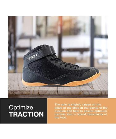 High Traction Core Wrestling Shoes - Durable Combat Sports Footwear for Men, Women, Youth & Kids - Lightweight Gym Shoes for Wrestling, Boxing, Weightlifting & Bodybuilding - Black (Size 9 Women/7.5 Men) - Buy Online on GoSupps.com