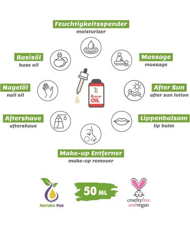 Organic Rosehip Oil 50ml - Cold Pressed Vegan Anti-Aging Oil for Face, Skin, Body & Hair - Buy Online on GoSupps.com