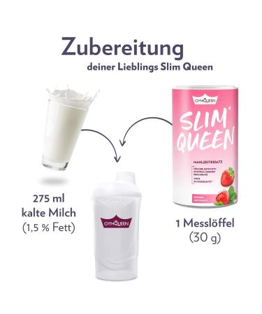 Gymqueen Slim Queen Weight Loss Shake 420g - Delicious Strawberry Flavor 250 kcal No Sugar Additives Ideal Meal Set with Essential Vitamins & Nutrients - Buy Online on GoSupps.com