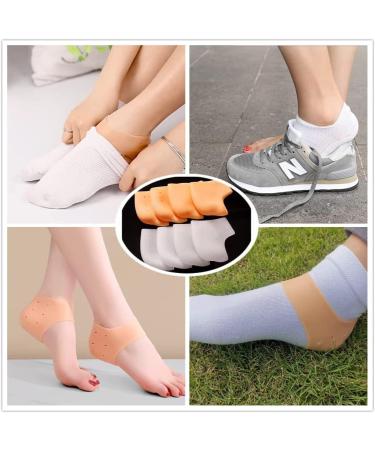 Silicone Gel Heel Sleeve 4 Pairs - Breathable Cushion for Plantar Fasciitis Relief - White & Nude - Buy Online on GoSupps.com