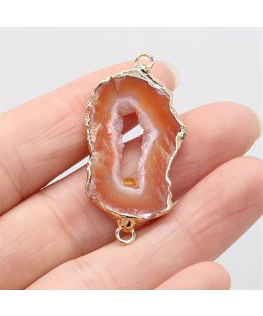 1PC Natural Stone Gem Irregular Geode Edge Connector Handmade Crafts Necklace Bracelet Accessories for Women 20x30-25x35mm Full of Texture (Color : Green)