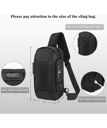 Jafeton Waterproof Sling Bag for Men | Anti-Theft Crossbody Backpack with USB Charging Port | Travel Shoulder Pack with Lock - Buy Online on GoSupps.com