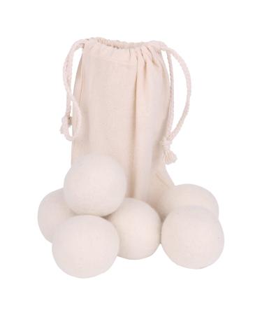 Reusable Wool Dryer Balls for Saves Drying Time White w/Storage Bag Pack of 6