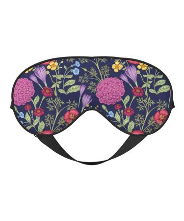 Floral Print Sleep Eye Mask Blindfold with Elastic Strap Headband Soft Eye Cover Eyeshade for Night Sleeping Travel