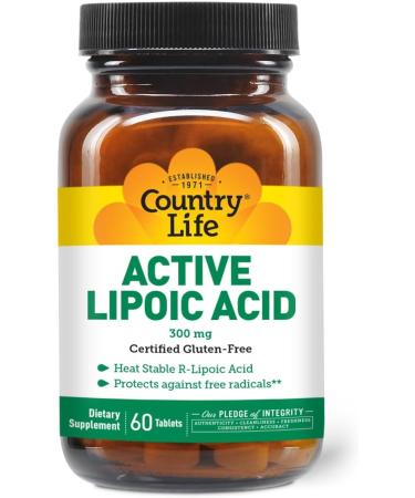 Country Life R-Alpha Lipoic Acid Complex 300mg - Alpha-Lipoic Acid 270mg & R-Lipoic Acid 30mg - Antioxidant Support - No Yeast Corn Wheat Soy Gluten Milk - Alpha Lipoic Acid Supplement - Buy Online on GoSupps.com