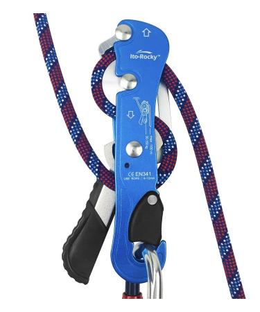 Ito Rocky Climbing Gear Ascender and Rappelling Descender Belay Devices for 9-12mm Rope for Rescue & Arborist Blue Descender