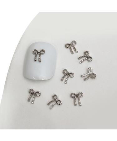 3D Metal Nail Nail Embellishments 20pcs Bowknot Nail Decorations For Individual Styles Nail Embellishments 03 White K