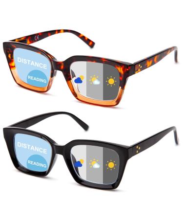 Amorays Reading Glasses Oversize Square Frame Vintage Anti Blue Light Reading Glasses Reading Aid Women Men 6561 +2.00 Black+tortoiseshell