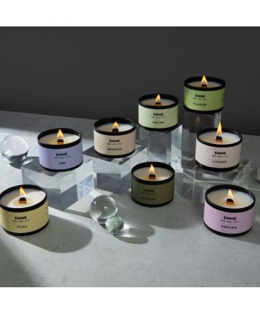 EMME NYC Yuzu Scented Candle Tin - Natural Soy Wax Pet Safe Strong Scent 20 Hours Burn Time | Non-Toxic & Cruelty-Free - Buy Online on GoSupps.com