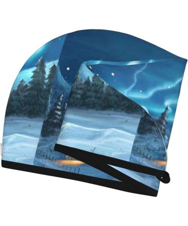 Hair Towel Wrap | Quick-Drying Towel Turban with Button | Stylish Head Towel for Effortless Hair Drying - Mountain Cottage in Snow Design - Buy Online on GoSupps.com