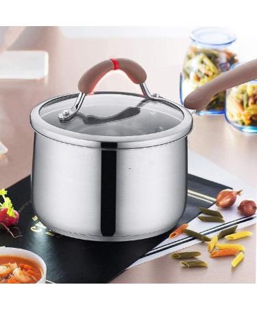 Nonstick Milk PanMilk Pan Cooking pots Milk Pan Household Multifunctional Stainless Steel Non-Stick Pan Inner Wall with Scale Label with Glass Cover - Buy Online on GoSupps.com